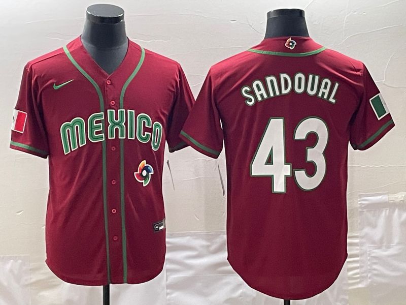 Men 2023 World Cub Mexico #43 Sandoual Red Nike MLB Jersey9->more jerseys->MLB Jersey